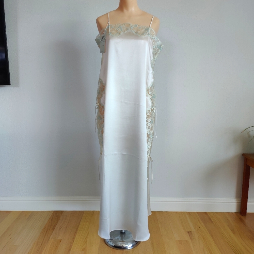 NWT Vintage Silk Maxi Dress | Satin Silk Lingerie Nightgown- White